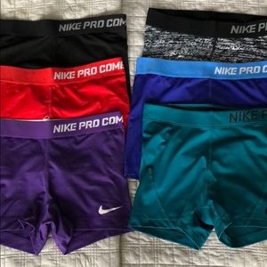 Nike Compression Shorts Size Small - set of 6